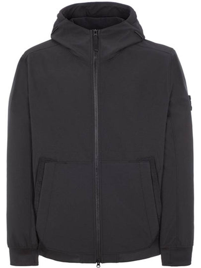 Men's Wappen Patch Softshell Zip Up Hoodie Black - STONE ISLAND - BALAAN 2