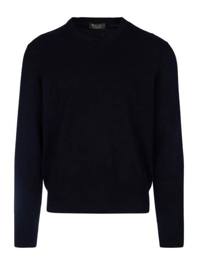 Classic V-Neck Knit Top Navy - LORO PIANA - BALAAN 2