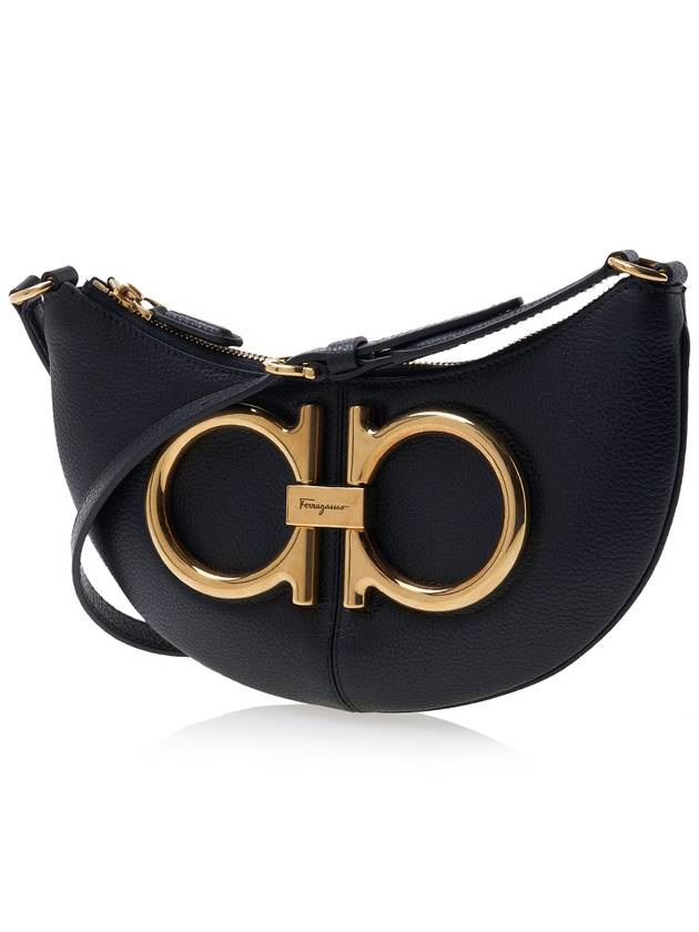 Maxi Gancini Small Shoulder Bag Black - SALVATORE FERRAGAMO - BALAAN 3