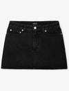 Stone Washed Denim Mini A-Line Skirt Black - A.P.C. - BALAAN 3