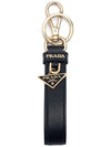 Saffiano Small Logo Charm Key Holder Black - PRADA - BALAAN 3