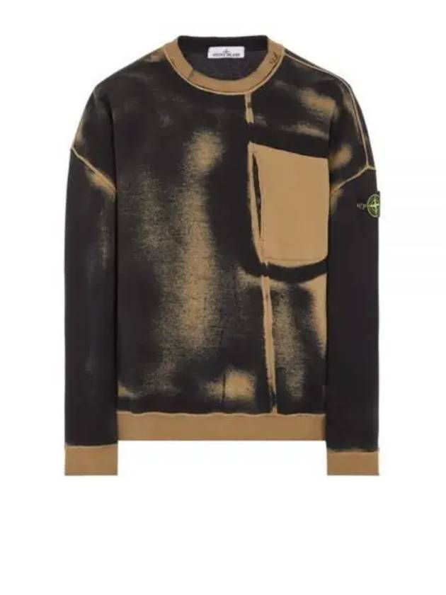 Hand Sprayed Airbrush Treatment Crew Neck Sweatshirt Dark Beige Black - STONE ISLAND - BALAAN 2