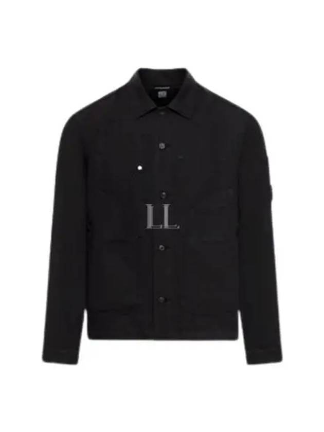 Cotton Linen Over Long Sleeve Shirt Black - CP COMPANY - BALAAN 2