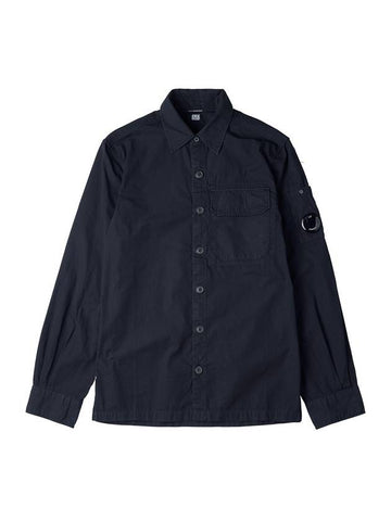 Lens Wappen Ripstop Shirt Zip Up Jacket Navy - CP COMPANY - BALAAN 1