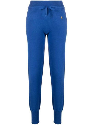 Embroidered Logo Knit Track Pants Blue - VIVIENNE WESTWOOD - BALAAN 1