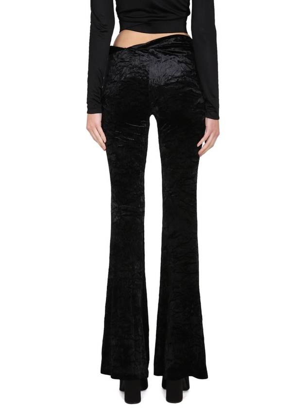 Women's Roll Flared Velvet Skinny Pants Black - VERSACE - BALAAN 5