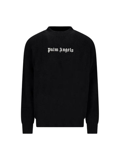 Embroidered Logo Knit Top Black - PALM ANGELS - BALAAN 2