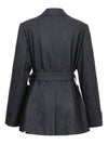 Colin wool tailor collar double button color combination belted jacket charcoal COLIN46CH - RAMUSTUDIO - BALAAN 3