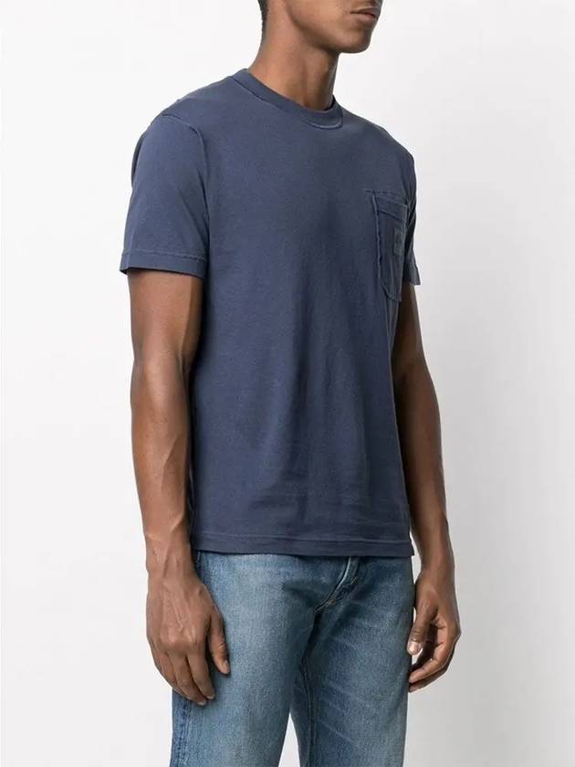 Logo Patch Pocket Short Sleeve T-Shirt Navy - STONE ISLAND - BALAAN 4