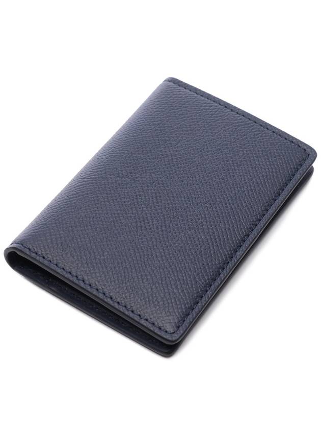 Stitched Bi-Fold Leather Card Wallet Navy - MAISON MARGIELA - BALAAN 6