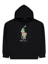 Large Pony Print Cotton Hoodie Black - POLO RALPH LAUREN - BALAAN 2