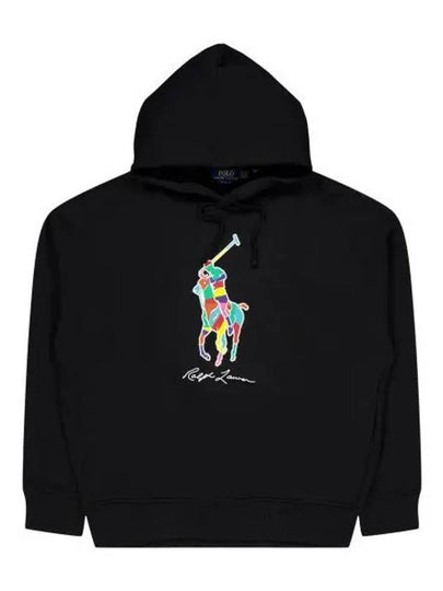 Large Pony Print Cotton Hoodie Black - POLO RALPH LAUREN - BALAAN 2