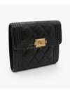 Boy Caviar Vintage Gold Half Wallet Black - CHANEL - BALAAN 5