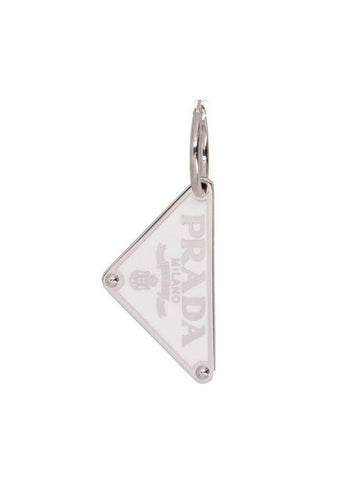 Smalto Jewelry Pendant Single Silver Earring White - PRADA - BALAAN.