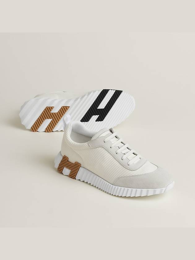 Bouncing Sneakers Women's Mesh Suede White Brown - HERMES - BALAAN 1