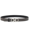 Women's Gancini Double-Sided Leather Belt Black - SALVATORE FERRAGAMO - BALAAN 4