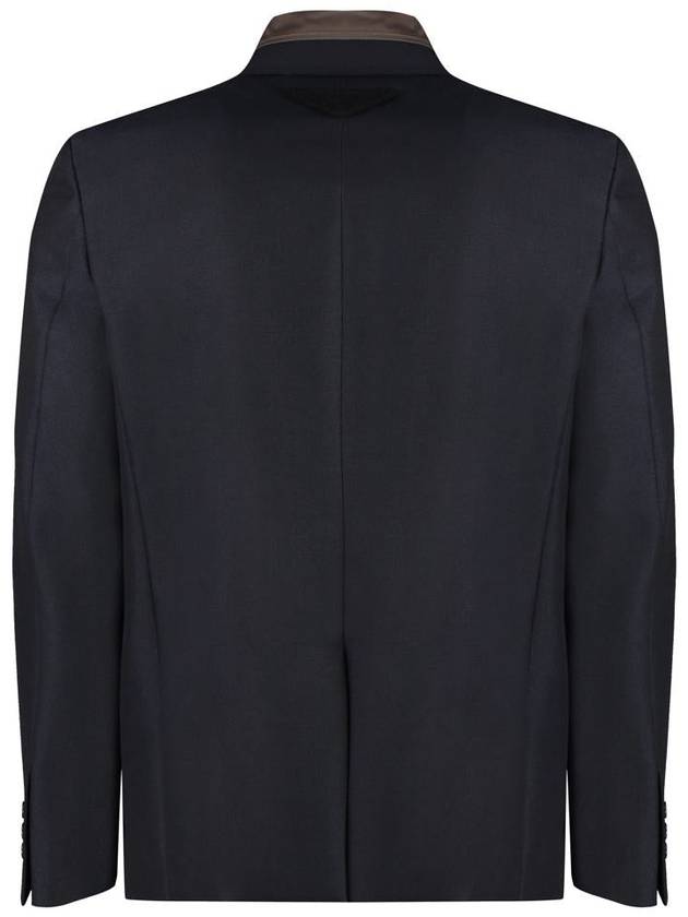 single-breasted mohair wool blend jacket navy - PRADA - BALAAN 3