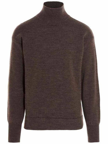 Signature Stitch Elbow Patch Wool Turtleneck Brown - MAISON MARGIELA - BALAAN 1