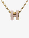 Mini Pop H Pendant Necklace Gold Rose Dragee - HERMES - BALAAN 3