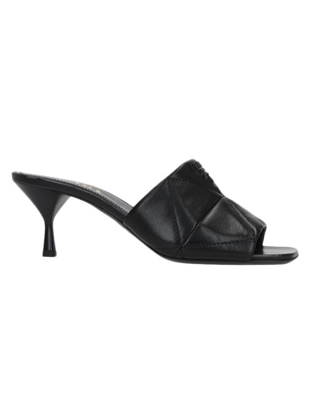 Logo quilted nappa leather sandal heel black - PRADA - BALAAN 1