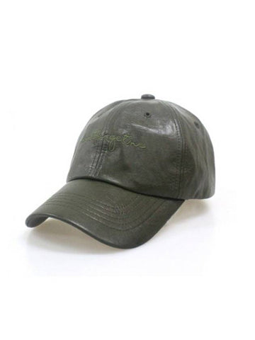 Big Script 2 Leather Ball Cap Khaki P00000KH - DONTFORGETME - BALAAN 1