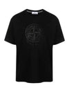 Men's Logo Print Crew Neck Short Sleeve T-Shirt Black - STONE ISLAND - BALAAN 2