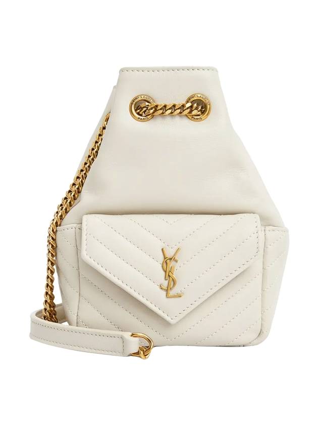 Joe Quilted Lambskin Small Bucket Bag White - SAINT LAURENT - BALAAN 1