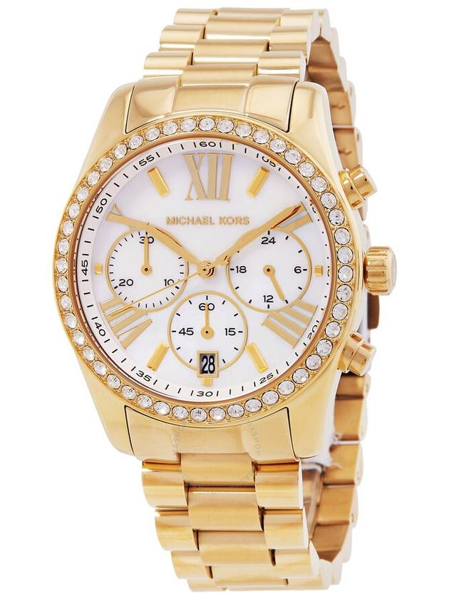 Michael Kors Lexington Chronograph Quartz Crystal White Mother of Pearl Dial Ladies Watch MK7241 - MICHAEL KORS - BALAAN 1