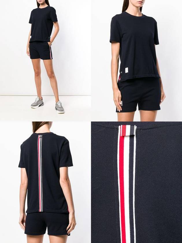 Center Back Stripe Classic Cotton Pique Relaxed Fit Short Sleeve T-Shirt Navy - THOM BROWNE - BALAAN 3