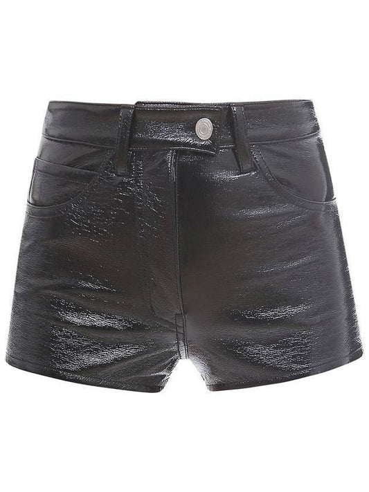 Women's High Shine Leather Shorts Black - COURREGES - BALAAN.