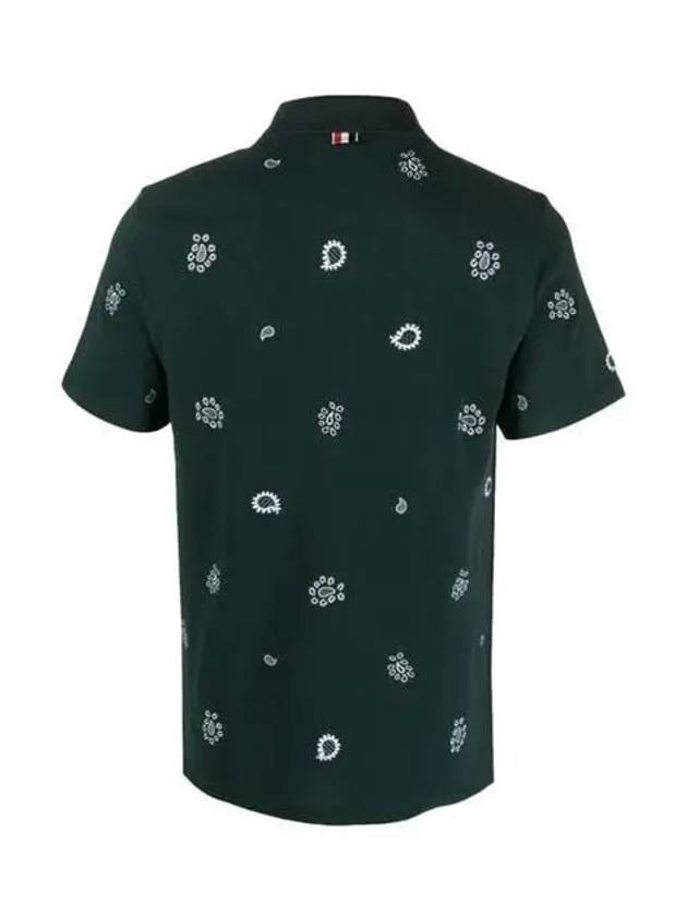 Paisley Print Polo Shirt Green - THOM BROWNE - BALAAN 4