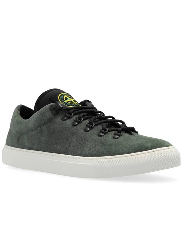 Suede Leather Low Top Sneakers Musk Green - STONE ISLAND - BALAAN 5