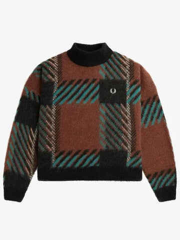 Womens Glitch Tartan Knit S54 AFPF2336119 Black - FRED PERRY - BALAAN 1