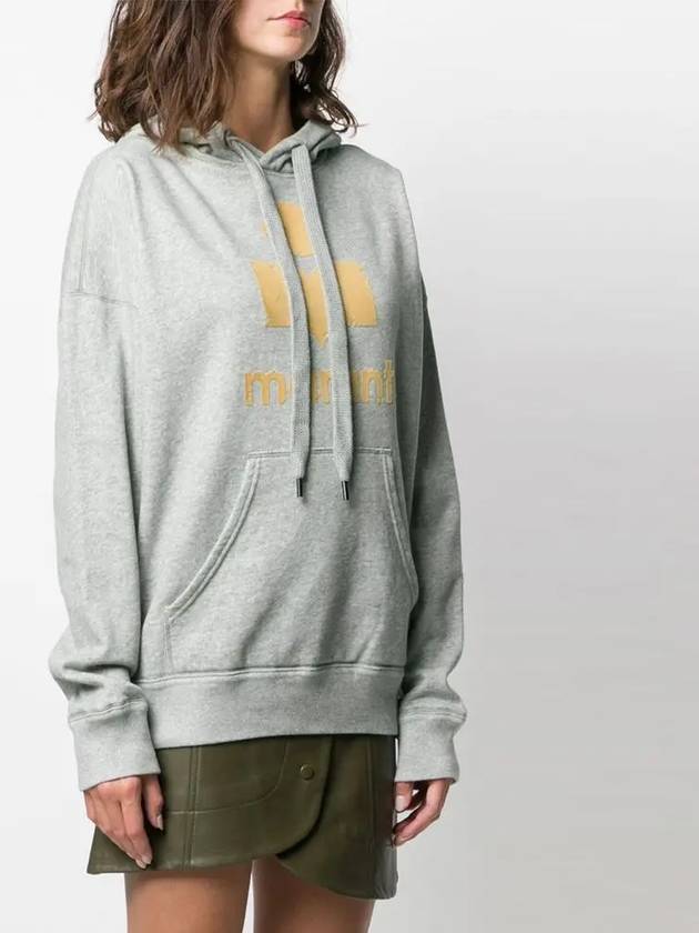 Mansell Velor Logo Hooded Top Gray - ISABEL MARANT - BALAAN.