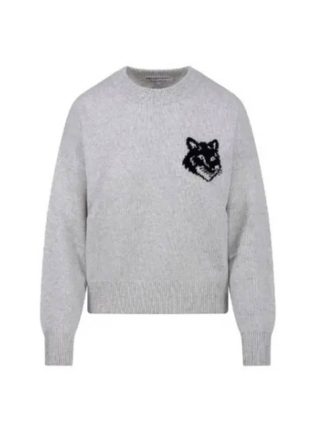 Fox Head Intarsia Comfort Knit Top Light Grey - MAISON KITSUNE - BALAAN 2