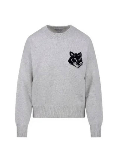 Women's Foxhead Intarsia Wool Knit Light Clay Melange 202669 - MAISON KITSUNE - BALAAN 1