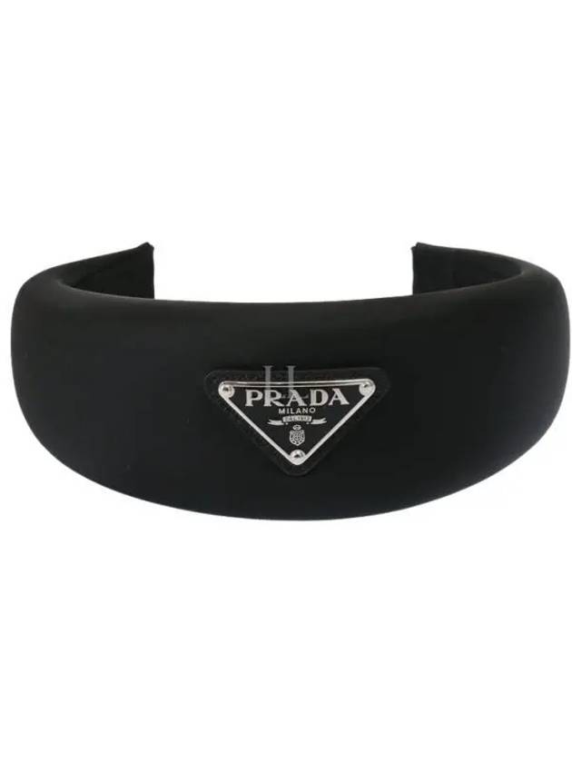 Re-Nylon Triangular Logo Hair Band Black - PRADA - BALAAN 2