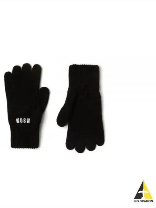 Mini Logo Wool Gloves Black - MSGM - BALAAN 2
