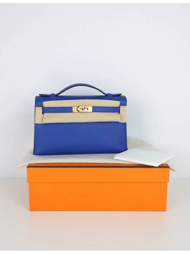 Blue Electric Swift Kelly Pochette Gold U - HERMES - BALAAN 7