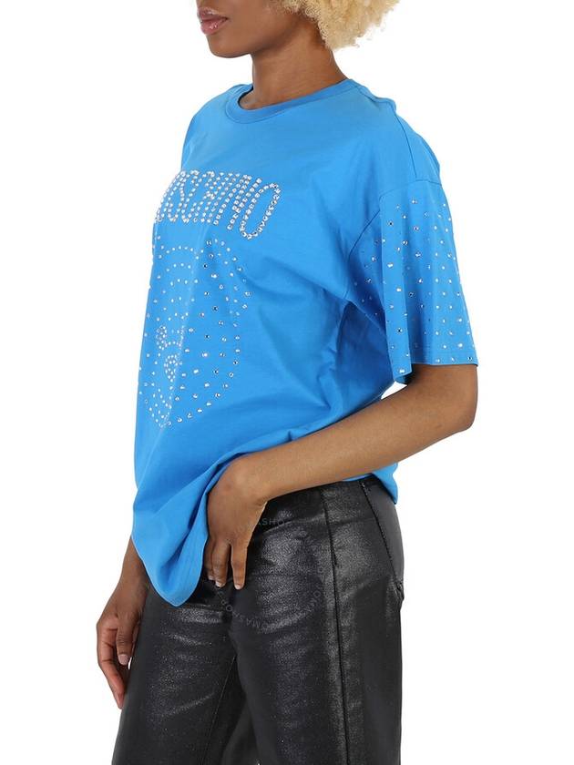 Moschino Blue Crystal Teddy Bear Oversize Cotton T-Shirt, Size X-Small - MOSCHINO - BALAAN 2