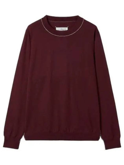 Back Stitch Crew Neck Wool Knit Top Bordeaux - MAISON MARGIELA - BALAAN 2