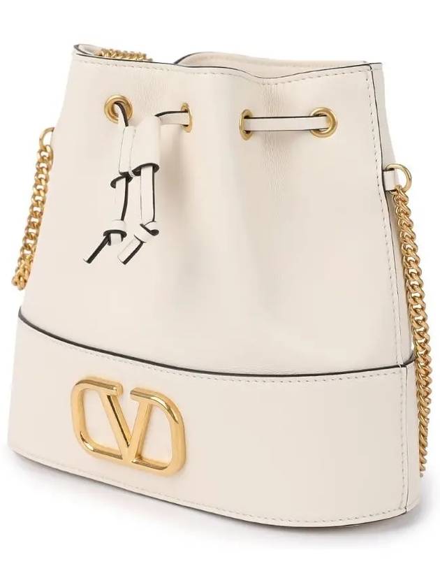 V Logo Chain Bucket Bag White - VALENTINO - BALAAN 4