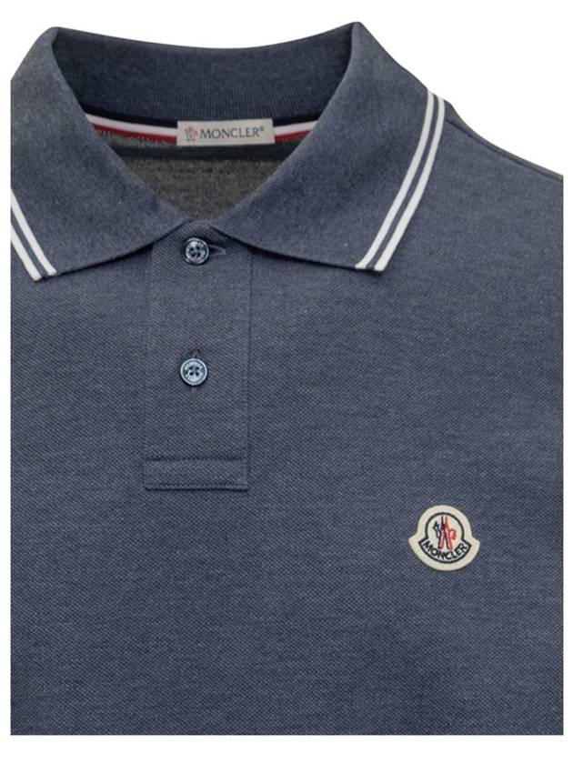 Logo Patch Cotton Polo Shirt Dark Blue - MONCLER - BALAAN 6