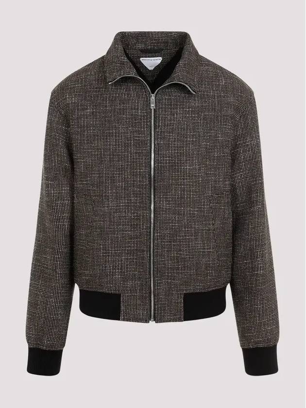 Pied De Poule Blouson Zip Up Jacket Black Charcoal - BOTTEGA VENETA - BALAAN 2