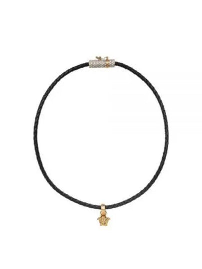 Crystal Medusa Leather Necklace Black - VERSACE - BALAAN 2