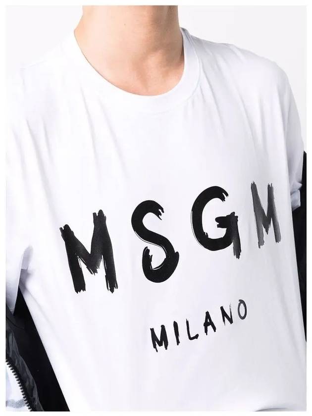 Brushed Logo Short Sleeve T-Shirt White - MSGM - BALAAN 6