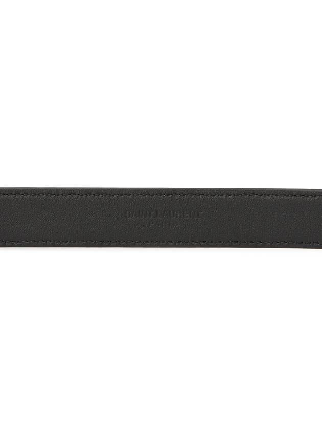 Cassandre Grained Leather Square Buckle Thin Belt Black - SAINT LAURENT - BALAAN 8