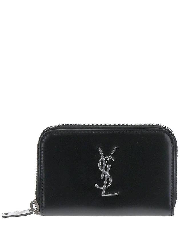 Monogram Zipper Silver Card Wallet Black - SAINT LAURENT - BALAAN 2