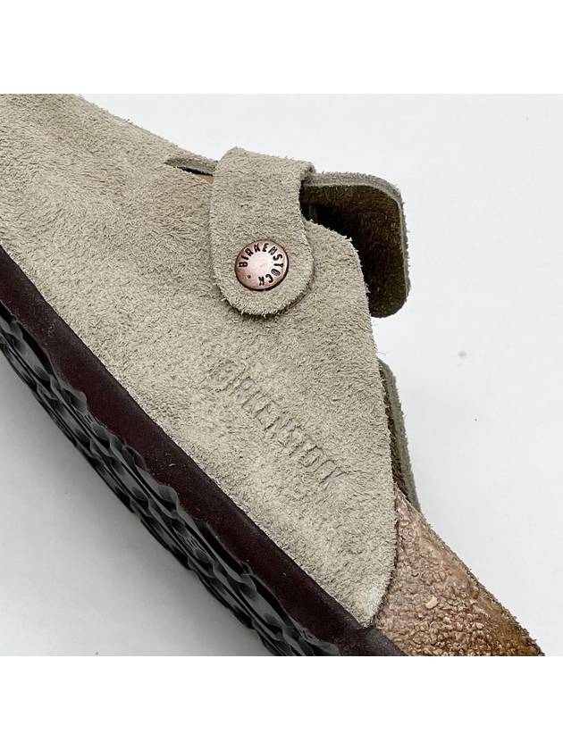 Boston Soft Footbed Suede Medium Narrow Slippers Taupe - BIRKENSTOCK - BALAAN 7