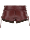 Women's Nappa Leather Shorts Amaranth Red - MIU MIU - BALAAN.